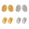 Hammered Twisted Shell Square Stud Earrings Gold Steel view 5