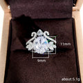 White Gold Oval Halo Leaf Crown Stack Ring Set Sizes 6-10 view 5