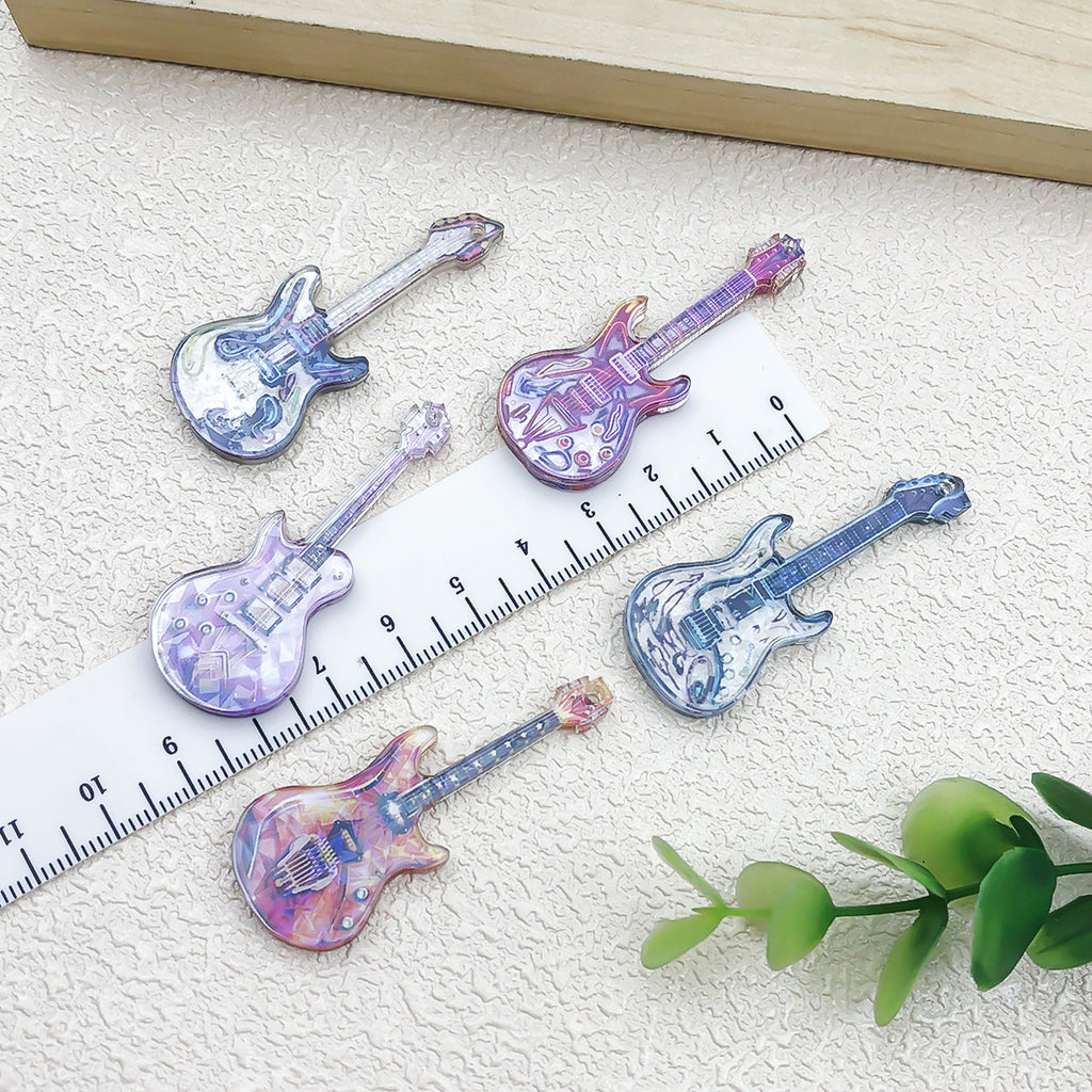 Acrylic Colorful Guitar Double Sided Charm Pendant for Earrings Keychain DIY Jewelry