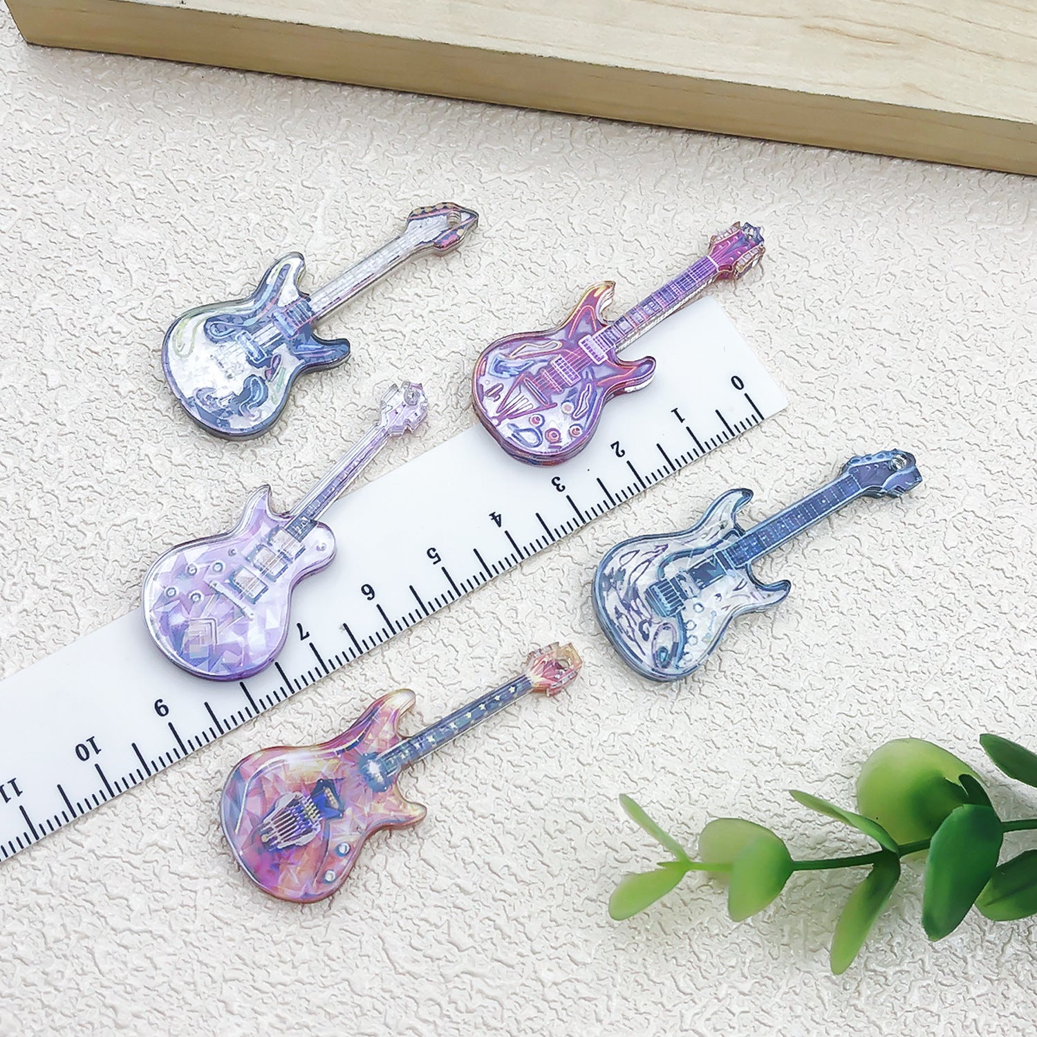 Acrylic Colorful Guitar Double Sided Charm Pendant for Earrings Keychain DIY Jewelry