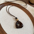 Brown Wood Look Pendant Necklaces In Three Shapes Jewelry Design view 6
