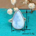 Silver Teardrop Light Blue Cabochon Ring Sizes 6 Through 10 view 4