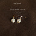 Gold Tone Round Ball Top And Baroque White Pearl Stud Earrings view 1