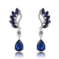 Silver Tone Winged Leaf Crystal Tassel Five Designs Metal Dangle Earrings view 10