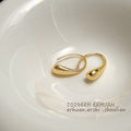Gold Tone Polished Teardrop Open Hook Earrings For Women view 4