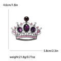 Ornate Jeweled Crystal Crown Brooch in Purple and Blue view 6