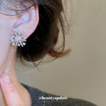 Pink Bead Firework Halo Stud Earrings in Silver Tone view 4