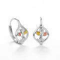 Silver-Tone Teardrop Leverback Earrings with Three-Tone Tulips view 5