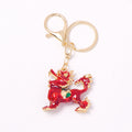 Red Blue Enamel Qilin Keychain Gold Clasp Crystal Accents view 5