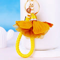 Layered Fabric Flower Keychains with Braided Loops in Ten Color Options view 9