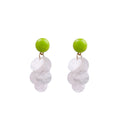 Green Round Top White Shell Look Disc Cascade Earrings view 5