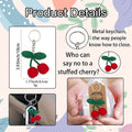 Red Crochet Cherry Pair Keychain Green Leaf Metal Ring view 4