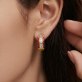 Triple Row Crystal Hoop Earrings in Seven Colors and Three Sizes view 4