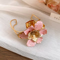 Gold Enamel Ruffled Flower Open Cuffs Rings Earrings Multi Colors view 6