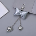 Glossy Patent Bow Keychain with Two Dangling Heart Charms view 10