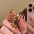 Silver Wooden Rocking Horse Necklace Earrings Ring Set view 1