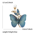Mesh Wing Butterfly Brooch Pearl Bud Crystal Accent Pin view 4