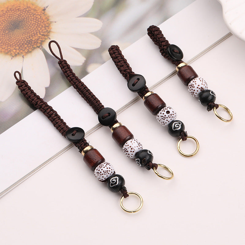 Handwoven Auspicious Cloud Bodhi Keychain Lanyard Decorative Pendant