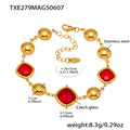 Gold Bead Cushion Czech Glass Stone Bracelet Colors view 7