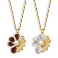 Flower Enamel Pearl Pendant Necklace Twist Chain Four Styles view 5