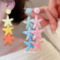 Woven Starfish Drop Earrings With Polished Metal Tone Details view 1