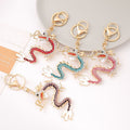 Rhinestone Chinese Dragon Keychain Gold Clasp Four Colors view 1