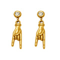 Rock Hand Gesture Zircon Stud Drop Earrings Gold Steel view 5