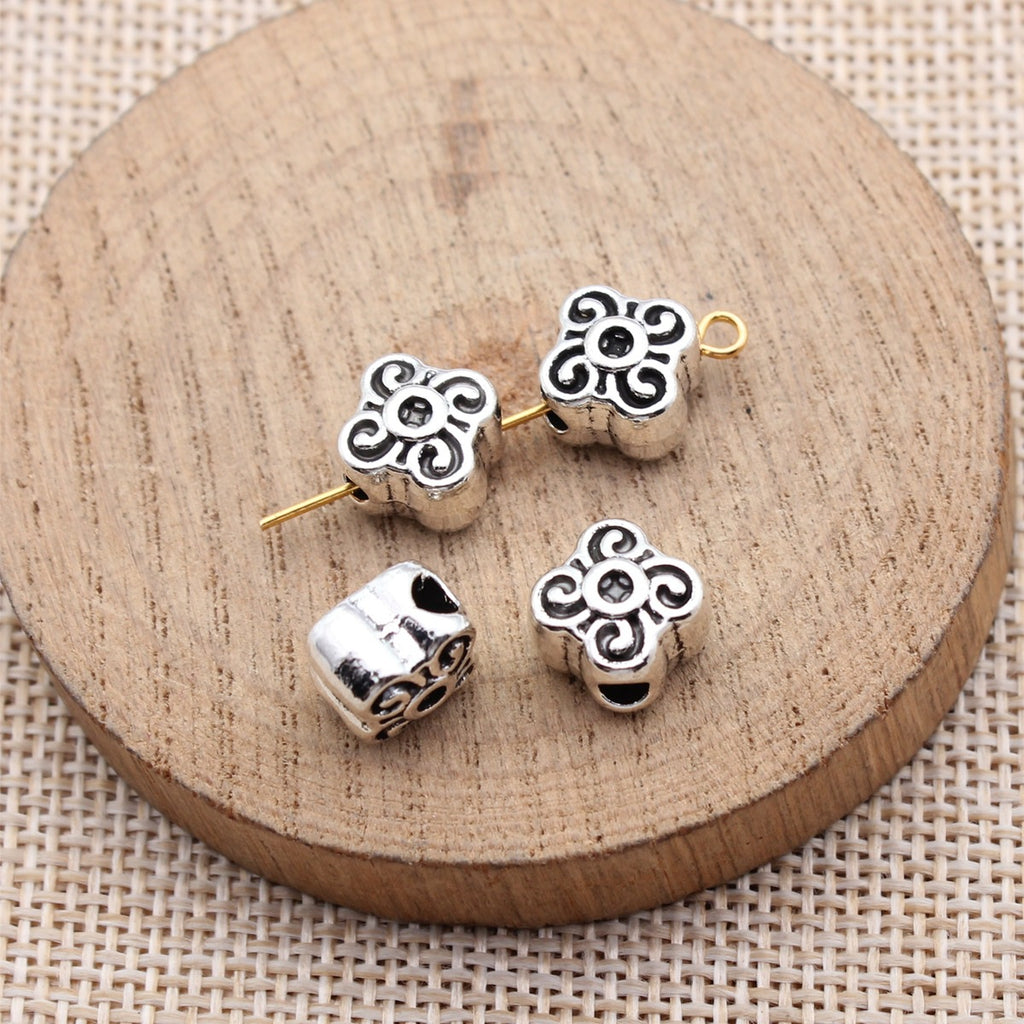 9.4x9.4x7.9mm 2.5g Multicolor Zinc Alloy Patterned Large Hole Spacer Beads for DIY Bracelet Jewelry Making