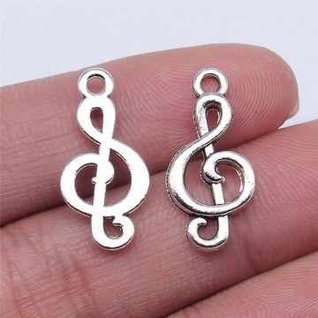 Treble Clef Metal Charm Pendant in Two Vintage Finishes