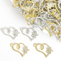 Rhinestone Heart and Star Charms in Gold and Silver Tones view 1