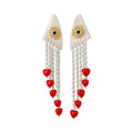 Heart Bead And Pearl Like Tassel Statement Earrings view 5
