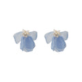 Blue Pink and Mint Sheer Petal Flower Stud Earrings view 5