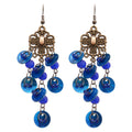 Antique Tone Sequin Chandelier Earrings with Reflective Details view 5