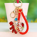 Jeweled Chinese Fortune Character Keychains with Braided Loop Options view 12
