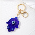Resin Hamsa Evil Eye Keychains Gold Clasp Sky Deep Blue view 6