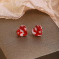 Printed Heart Brown Red Black and Green Stud Earrings view 7