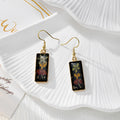 Black Rectangular Pressed Flower Drop Earrings in Eight Designs view 10