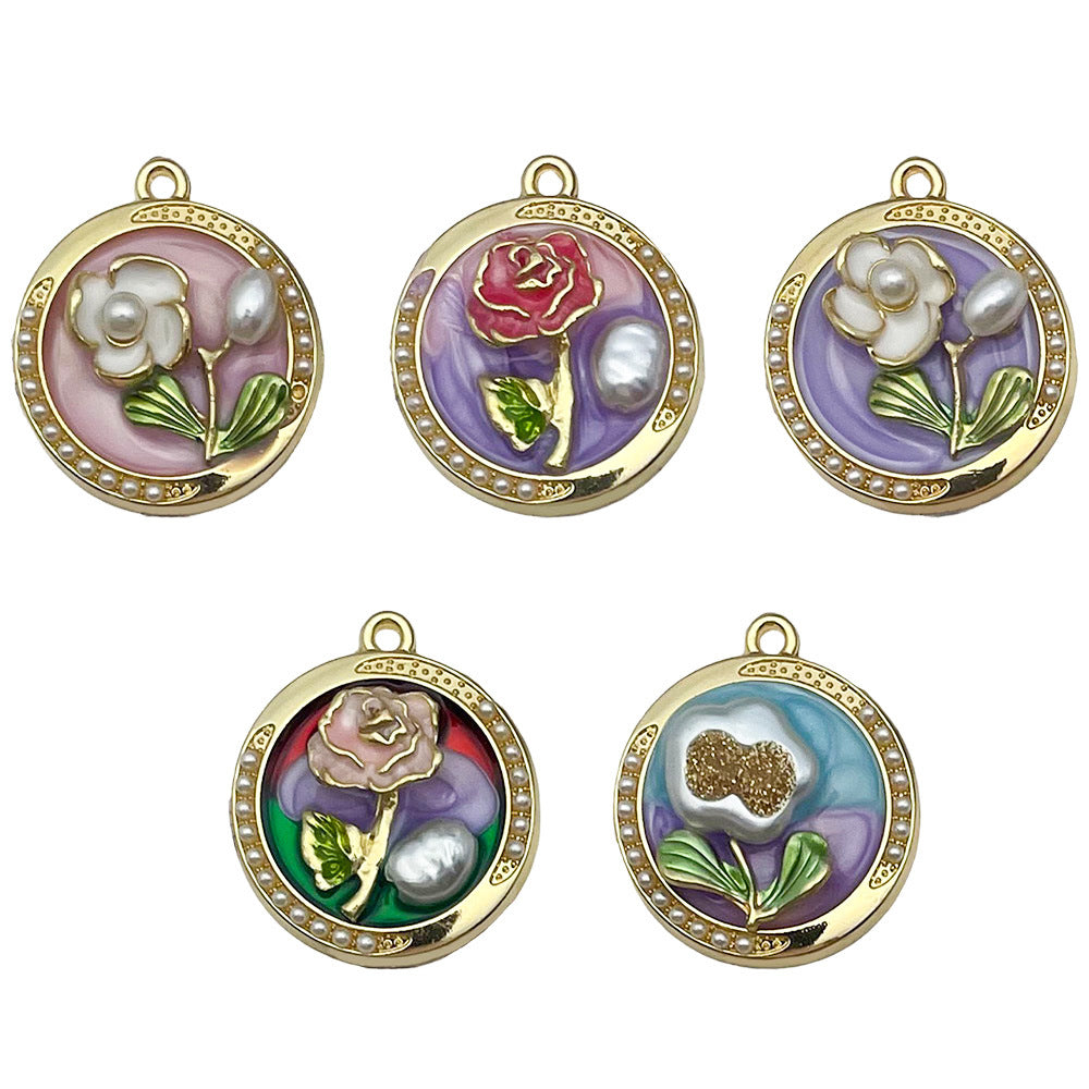 Zinc Alloy Enamel Flower Charm Pendant for DIY Earrings Necklace Garden Jewelry Making
