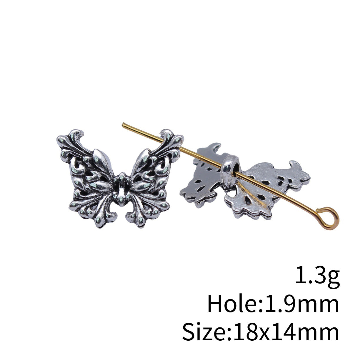 18x14mm 1.3g Antique Silver Zinc Alloy Butterfly Small Hole Spacer Beads for DIY Jewelry Making
