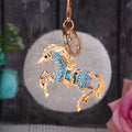 Crystal Coin Horse Keychains with Faux Fur Pompoms and Plain Options view 3