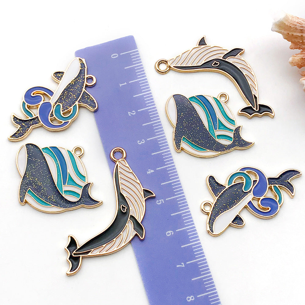 Enamel Zinc Alloy Dolphin Whale Charm Pendant for DIY Earring Necklace Keychain Jewelry