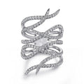 Silver Tone Pave Tendril Multi Band Open Finger Ring view 1
