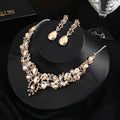 Three Gold Or Silver Crystal Leaf Teardrop Necklace And Earring Sets view 6