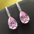 Pear-Shaped Faceted Long Drop Earrings In Pink And Yellow view 4