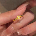 Gold Rose Flower and Slim Motif Open Rings 2 Styles view 2