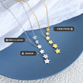 Five Star Y Drop Pendant Necklace Gold Or Steel Finish view 2