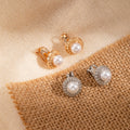 Gold and Silver Pearl Look Clear Halo Clip Earrings view 4
