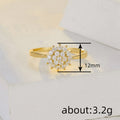 Silver Gold Snowflake Clear Cubic Zirconia Cluster Ring view 4