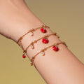 Gold Stainless Steel Enamel Ladybug Zircon Charm Necklace Bracelet view 4