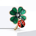 Ladybug Four Leaf Clover Enamel Brooch Gold Or Silver view 4